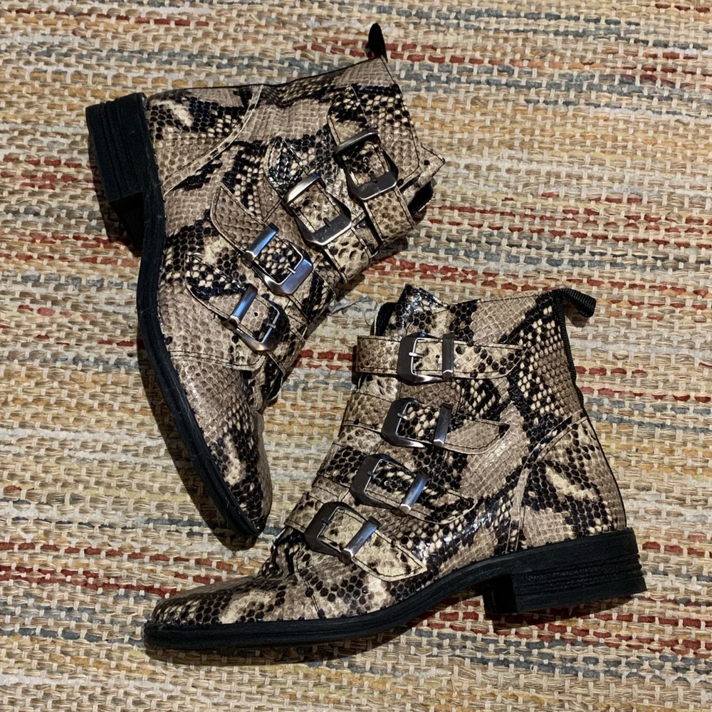 Snake print booties
